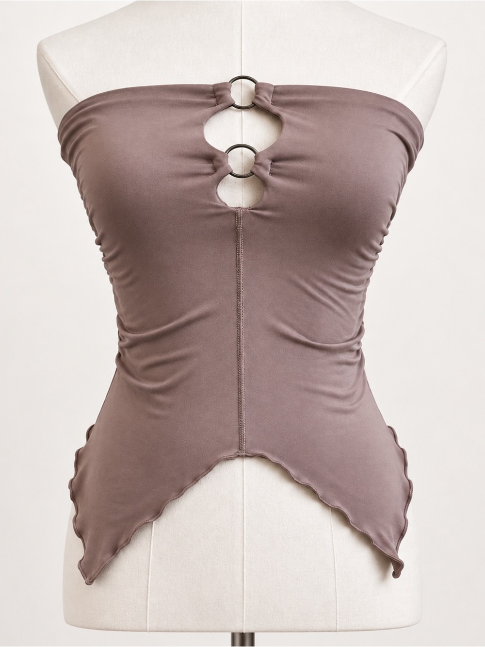 NWT Edikted Tube Top XS Mocha Ring Cutout Y2K